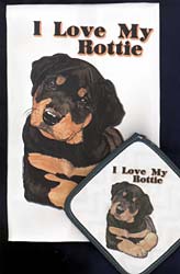 rottweiler dish towel puppy